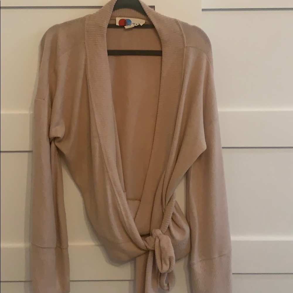 FB beach blush colored wrap sweater